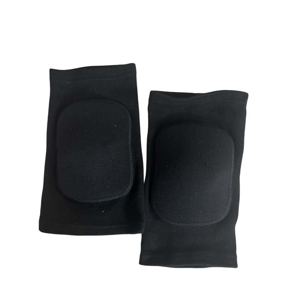 Black Padded‎ Knee Sleeves Brace Support Pair Volleyball Sports